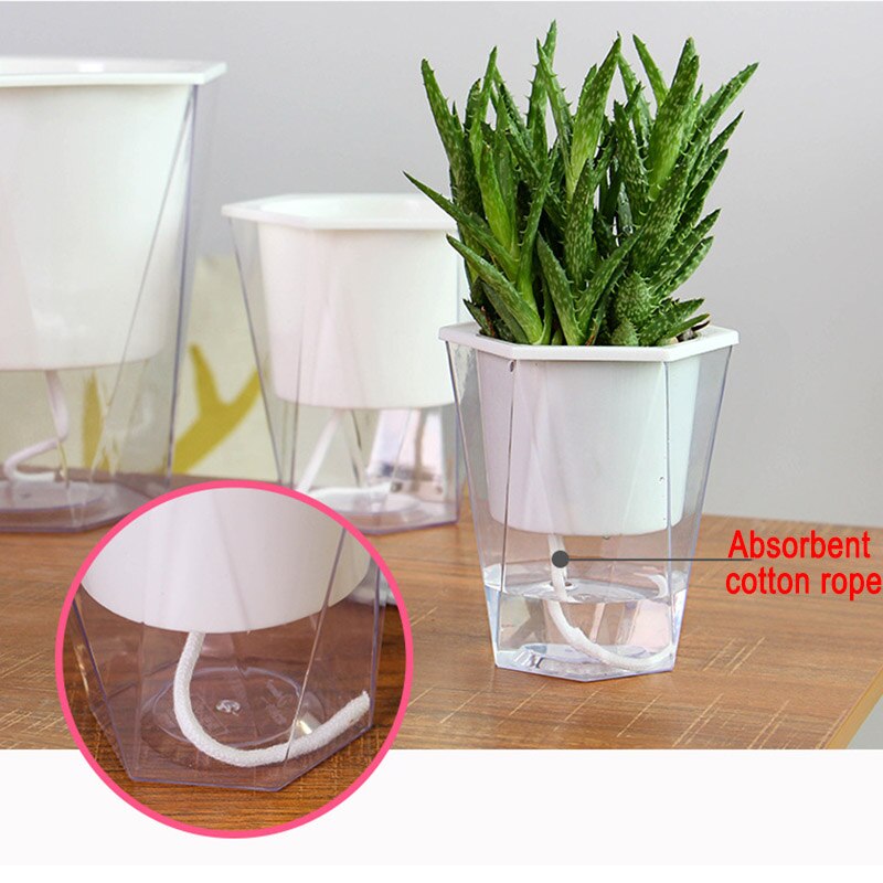 Flower Plant Pot Self Watering Planter Transparent Planting Flower Pot Water Storage Basin GHS99
