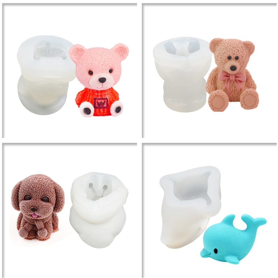 Mini sweater bjørn / bowknot bjørn / hund / delfin silikone skimmel mousse kageform til kaffe juice kage dekorationsværktøj bagværk