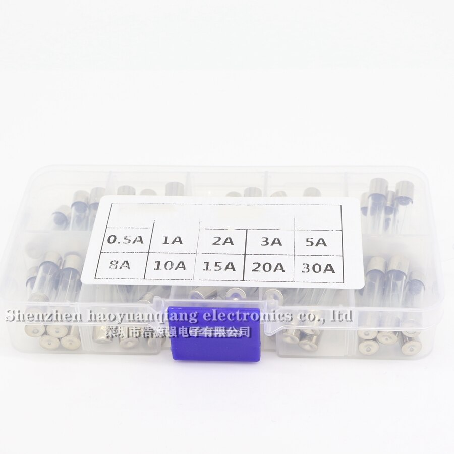 10 sztuk bezpiecznik 5*20mm bezpiecznik szklany bezpiecznik 250V 0.5A 1A 2A 3A 4A 5A 10A 15A 20A 30A
