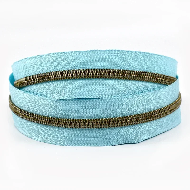 Cremallera de nailon con dientes de bronce, cinta colorida, cremalleras abiertas, Kit de reparación de ropa, accesorios de costura DIY, 5/10/20/30/50M, 5 #: Plata antigua / Opción 7