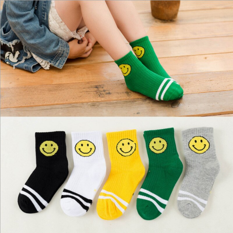 5 Pairs Kinder Jungen Mädchen Winter Socken Herbst Niedlich Cartoon Gesicht Baumwolle Socken für Sport Frühjahr Kinder Weichen Spielen socken