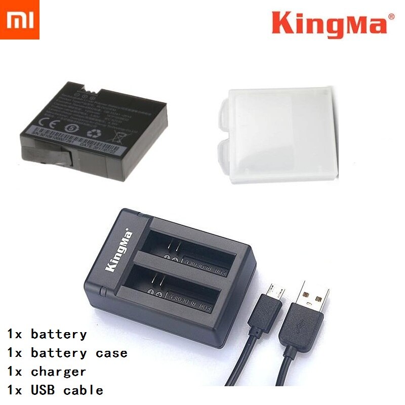 KingMa-batería Original para Xiaomi Mijia 4K, cargador Dual de baterías, estuche de carga, accesorios para Mini cámara de acción: B set
