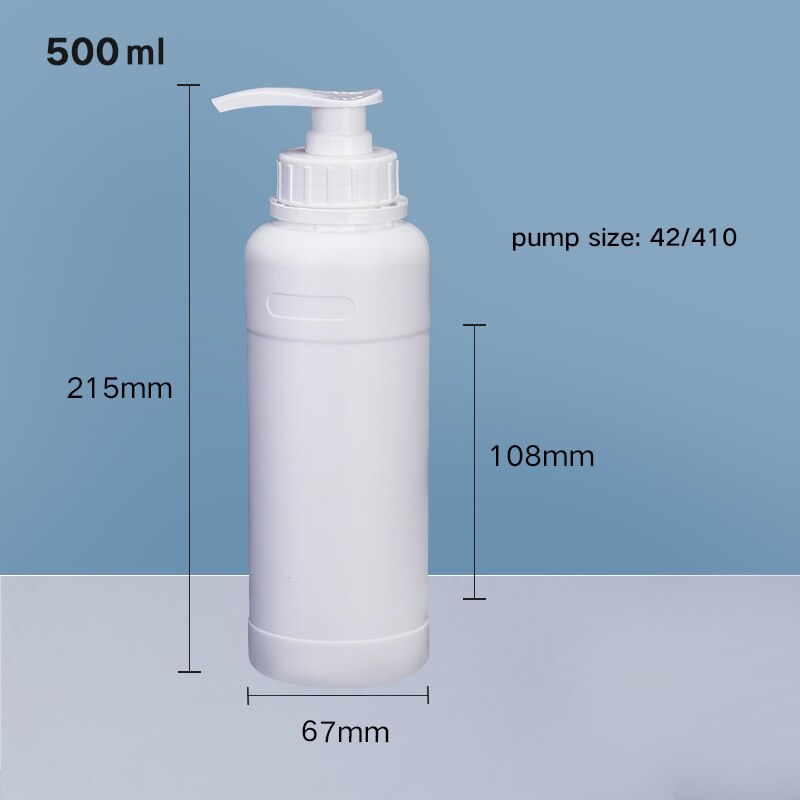 500ml 1000ml firkantet plastflaske med låg lækagesikker tom hdpe -beholder til malingshampoo flydende flasker 1 stk: 500ml hvide pumpe