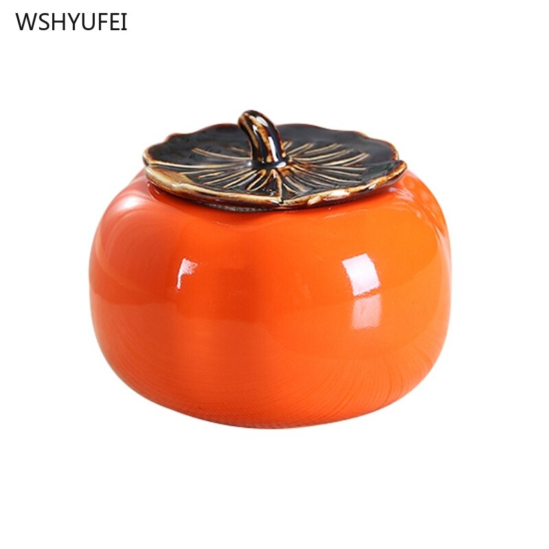 Persimmon persimmon wishful plant ceramic tea coffee bean candy biscuit persimmon moisture-proof sealed jar wedding