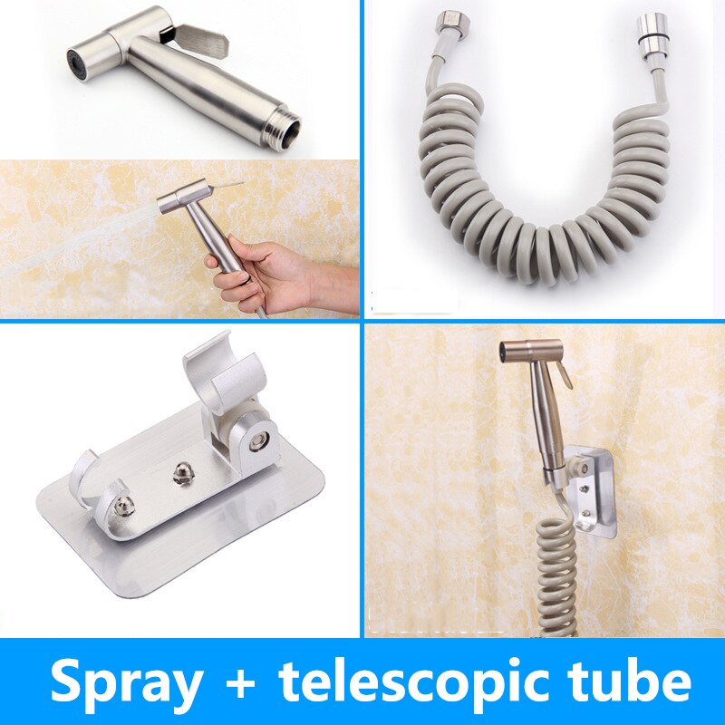Handvat Douche Bidet Sproeier Set Kit Rvs Hand Bidet Kraan Voor Badkamer Handspuit Douchekop Zelfreinigende: sprayer with tuble
