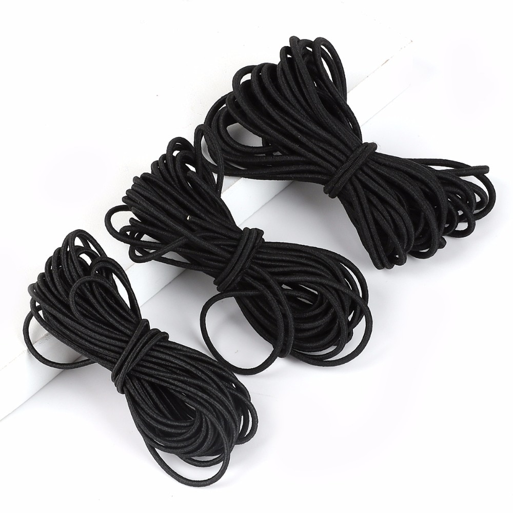 Black Round Elastic Cord Beading Stretch Thread/String/Rope for Necklace Bracelet Jewelry Making 1/1.5/2/.2.5/3/4/5 mm Diameter