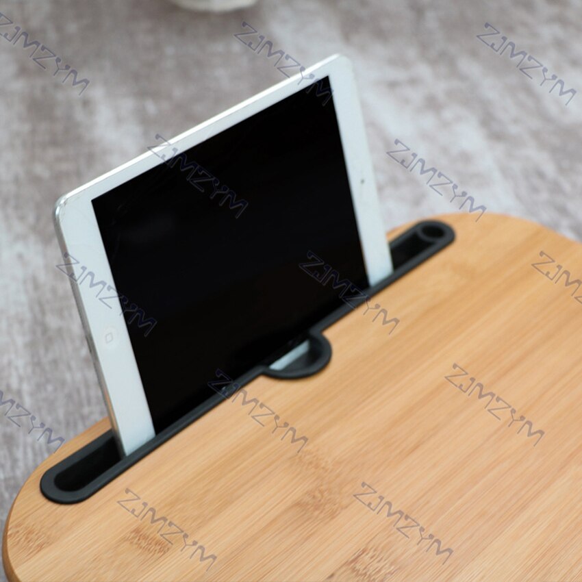 Bamboe Knie Lap Tafel Bureau Met Card Slot En Bekerhouder Tablet Lade Computer Tafel Laptop Stand Hoofdsteun Kantoor Dutje kussen