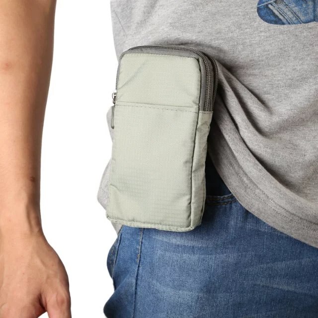 Mobile Phones Pouch Outdoor 3 Pockets 2 Zippers Wallet Case Belt Clip Bag Oukitel K13 Pro K12 K9 WP3 WP5 Y1000 Y4800 C16 K7 Pro: 5.7-6.3inch / light gray