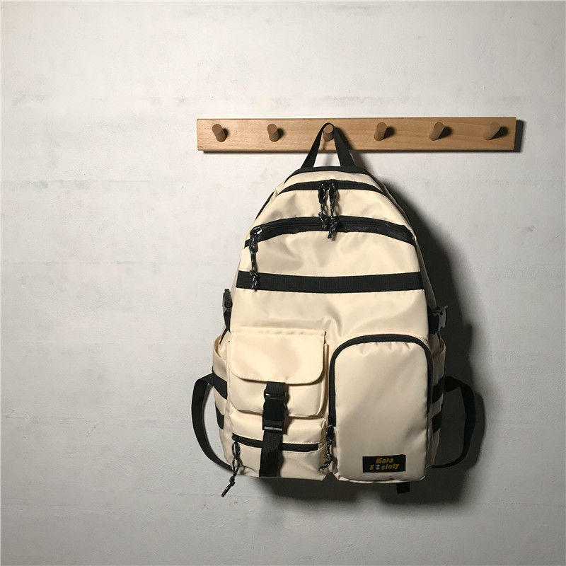 College High School Bags for Boys Girls Teenage Student Men Backpack School Women Campus Teen Bookbags Large Capacity: Beige