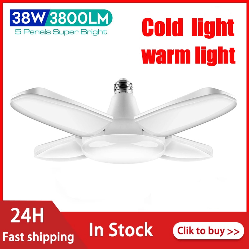 38W LED Garage Lights Deformable Ceiling Fixture Lights Shop Workshop Lamp Adjustable LED Energy Saving Ceiling Lamp