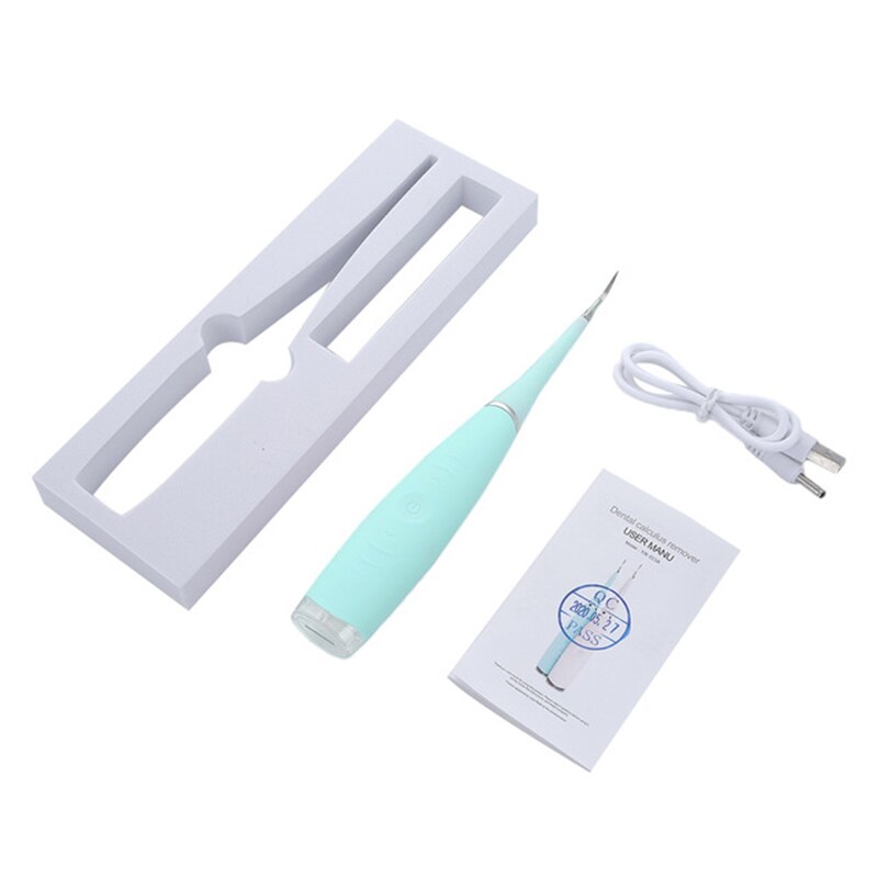 Elektrisk ultralyd sonisk dental scaler tandstensrenser tandpletter tandsten værktøj blege tænder tandsten fjerne: Grøn ingen boks