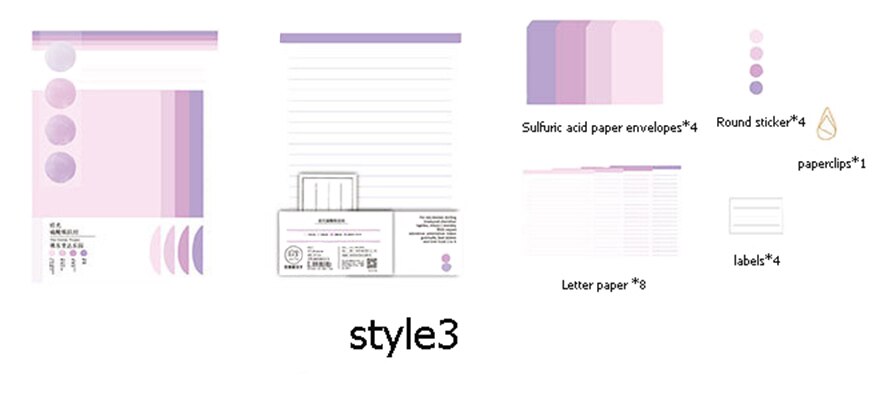 1set Fresh Art Solid Color Envelope Greeting Card Letter Paper Labels Srticker Set Birthday Card Crafts Supplies Stationery: style3