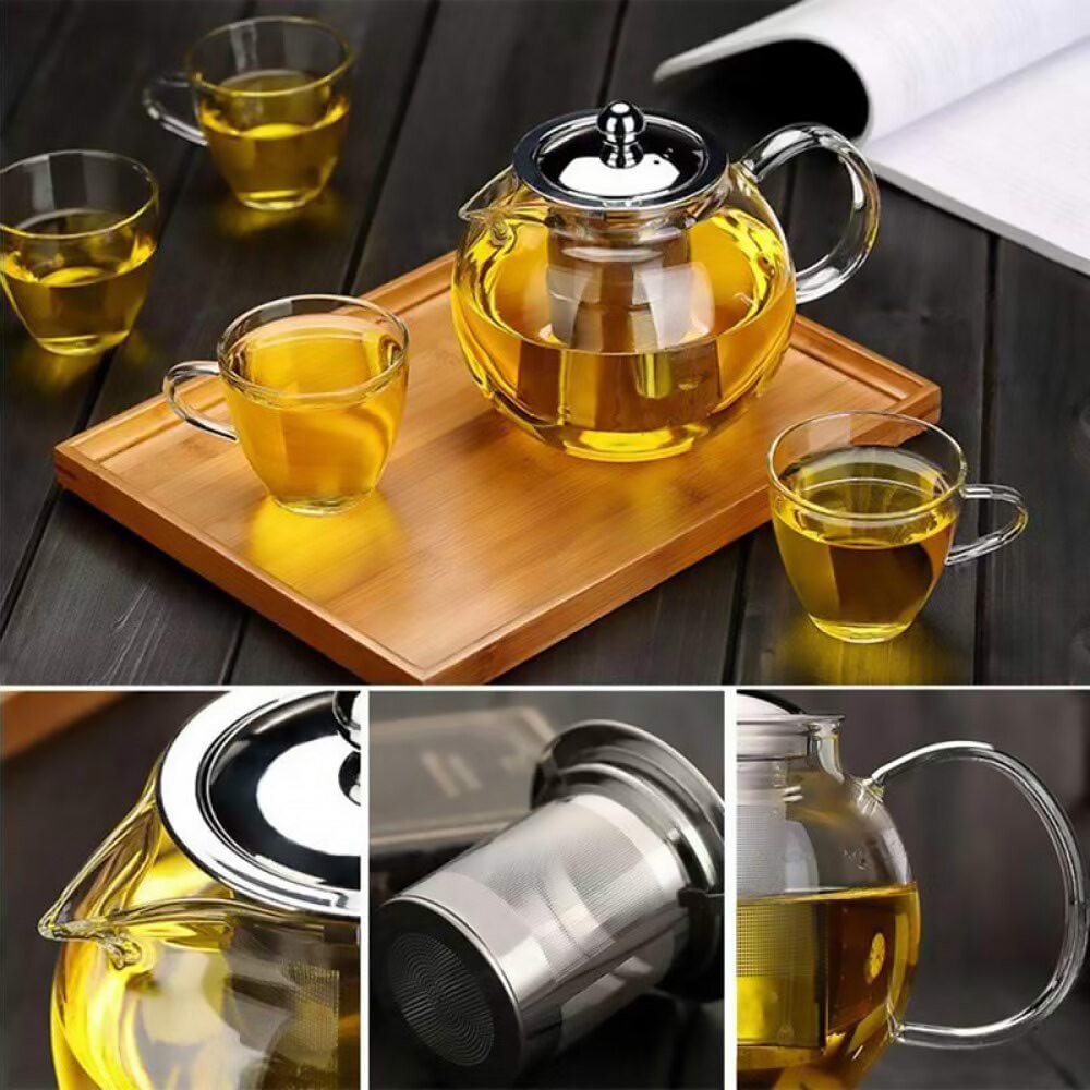 Heat-Resistant Glass Teapot Double Wall Glass Teacup Clear Tea Pot Infuser Qolong Tea Kettle Tea Different Flavors For Practical