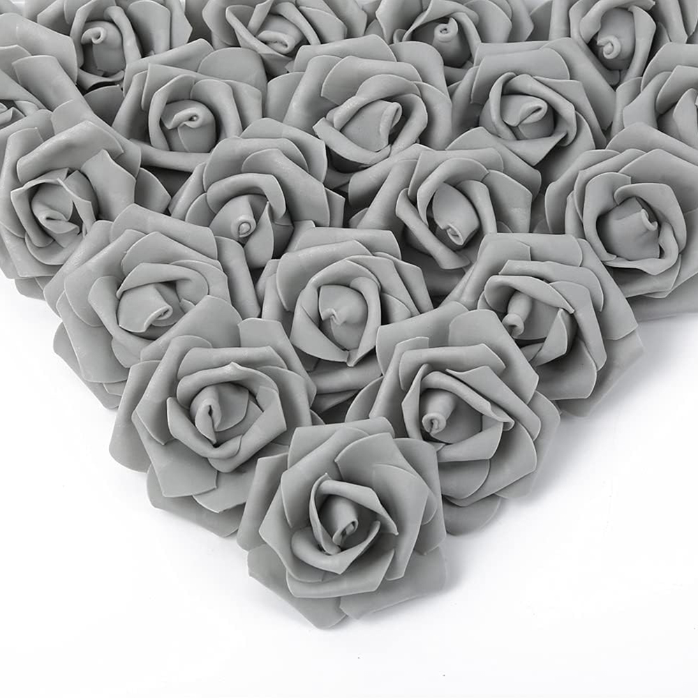 PE-Schaum Rose Hochwertige Blume Weihnachten Hochzeit Brautstrauß Auto Dekor DIY Geschenkbox Kranz Zuhause Outdoor Garten Party: XS / Grau