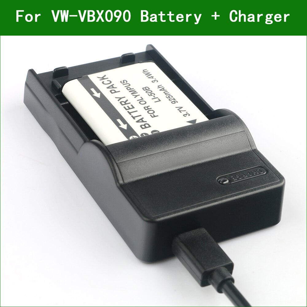 Digitale Camera Batterij + Lader Voor Panasonic VW-VBX090 VW-VBX090GK HX-WA03 HX-WA3 HX-WA30 HX-WA2 HX-WA20