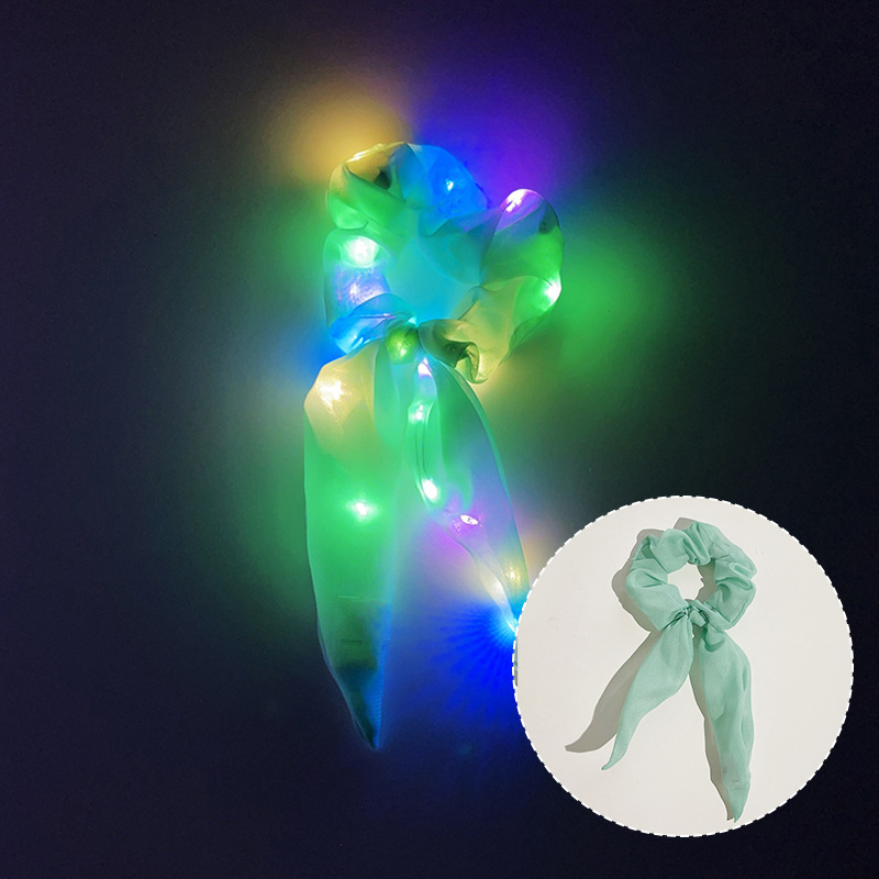 Popular parpadeante iluminado chica lazo para el cabello LED luminoso chica Scrunchies mujeres brillante Scrunchy cuerda para el cabello accesorios para el cabello