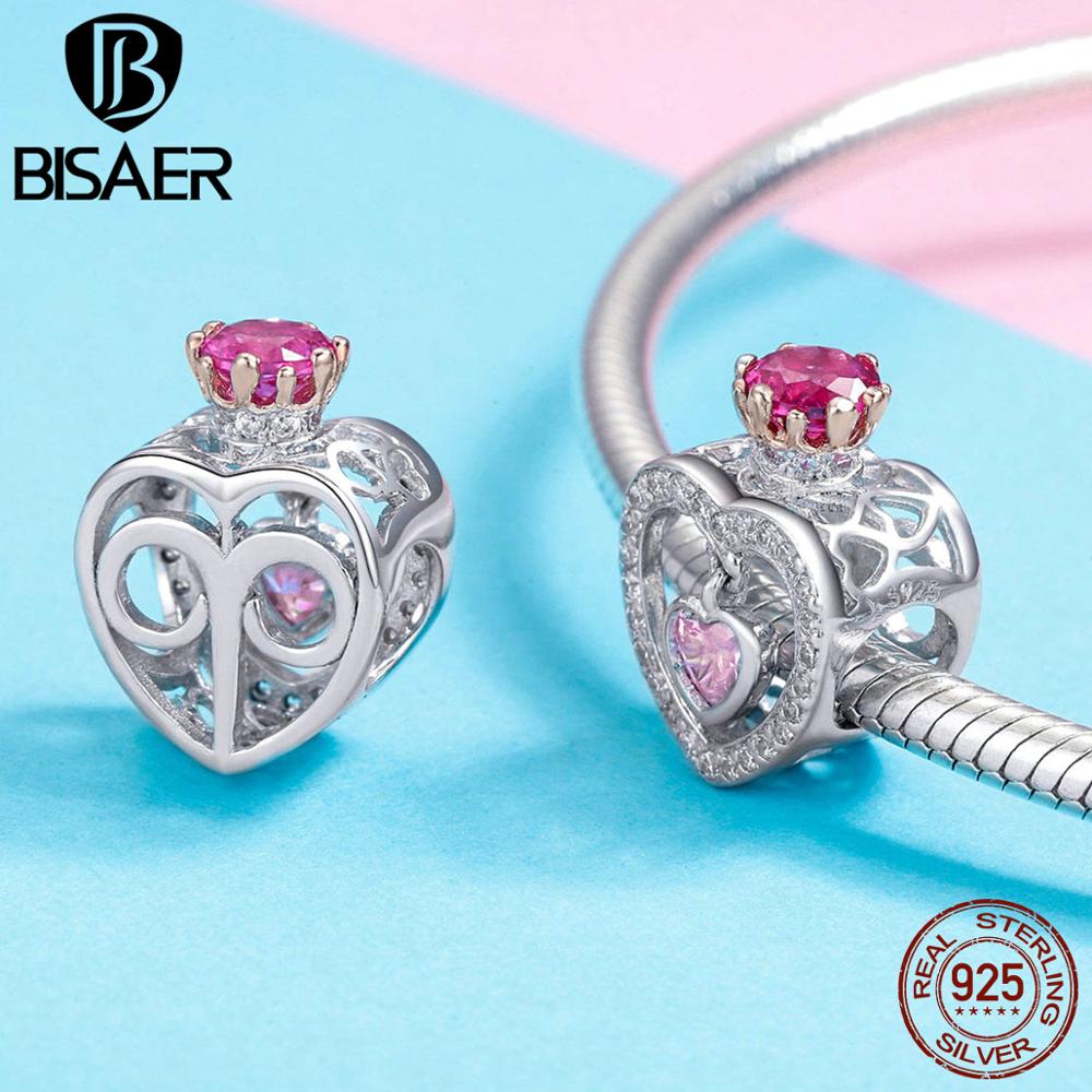 Breloque BISAER en Argent Sterling - Couronne Princesse, Robe, Château - pour Bracelets