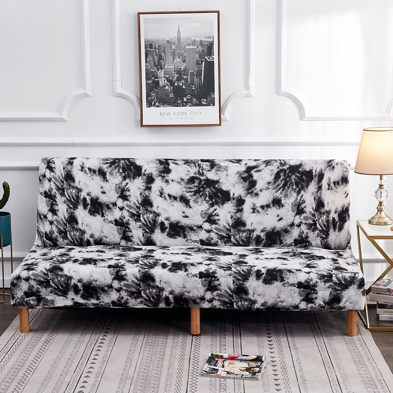 Längd 160-190cm bäddsoffa överdrag utan armstöd fällbart överdrag stretch överdrag billiga sofföverdrag elastiskt spandex överdrag: K312- b