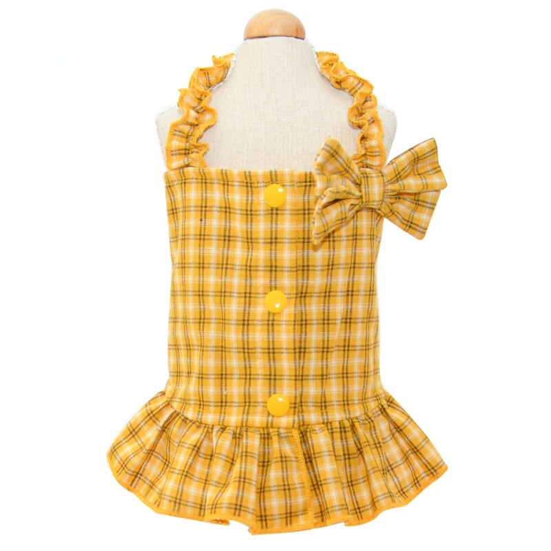 Kleine Hond Meisje Jurk, Leuke Plaid Patroon Vest Lente Zomer Jarretel Rok Kleding Kleding Voor Pet Puppy Kleine Hond: Yellow 2 / Xl