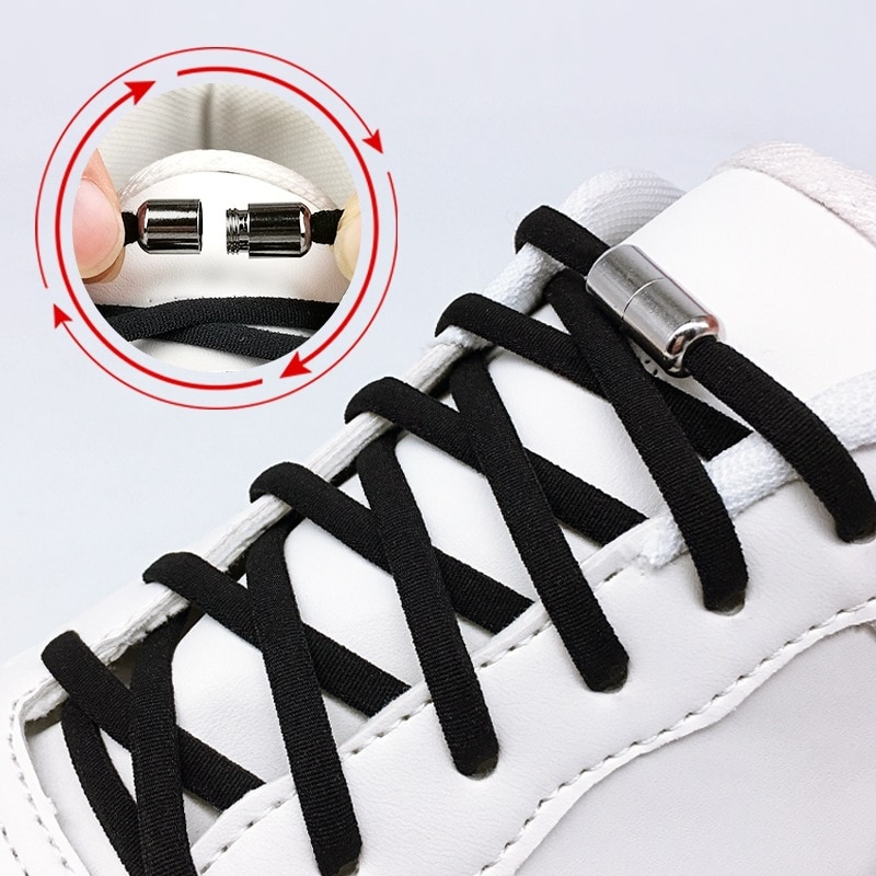 Elastic No Tie Shoelaces Semicircle Shoe Laces For Kids and Adult Sneakers Shoelace Quick Lazy Metal Lock Laces Shoe Strings
