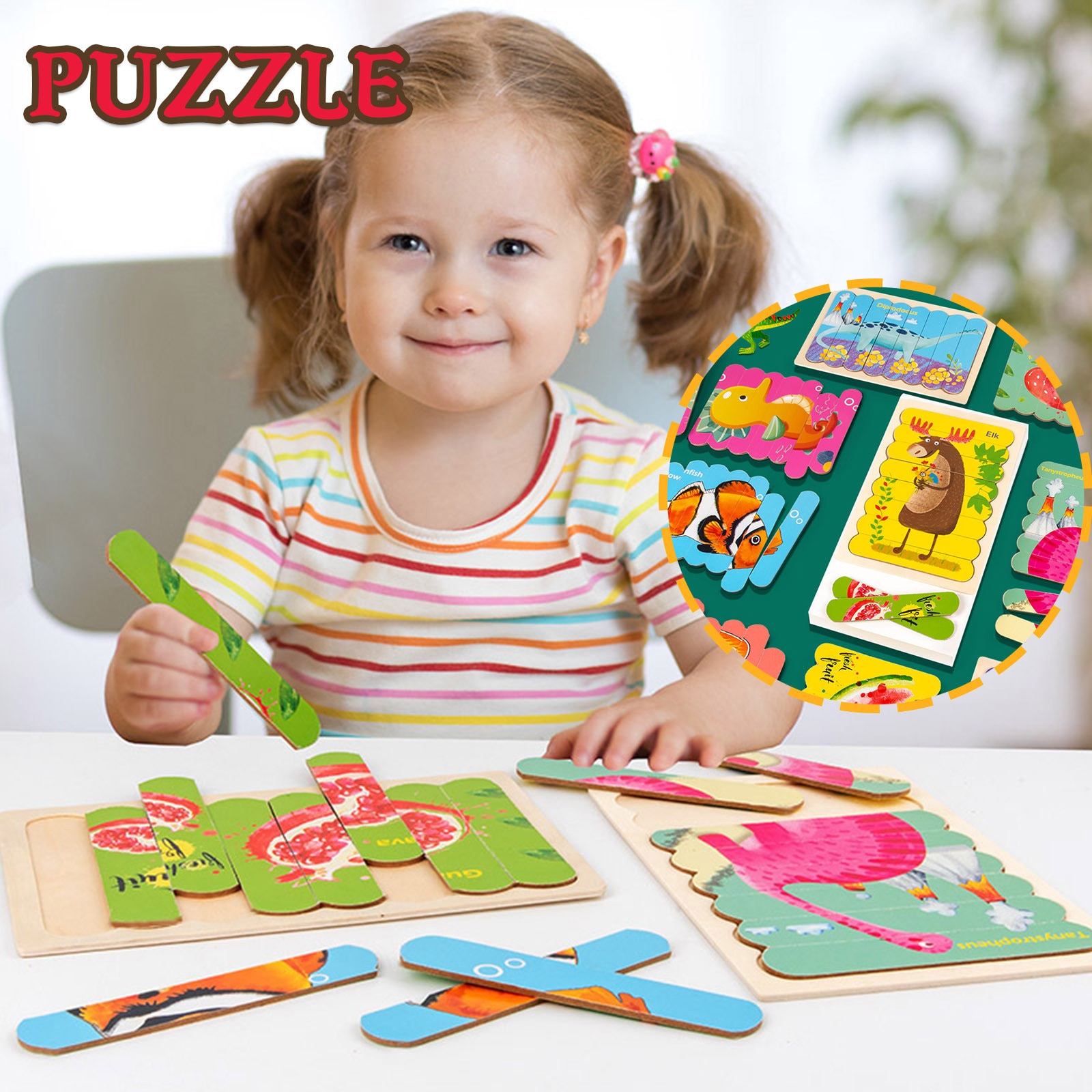 Houten Puzzels Voor Kinderen Cartoon Dier Puzzels Baby Educatief Speelgoed Voor Jongens Развивающие Игрушки