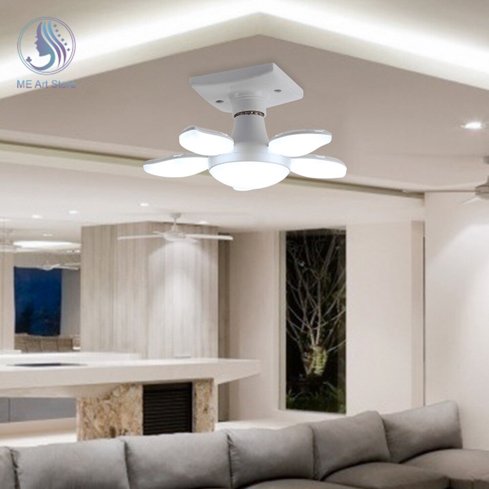 Lampadina pieghevole per uso domestico Lampadario da box auto pieghevole a risparmio energetico super luminoso Lampadina a cinque foglie Plafoniera regolabile