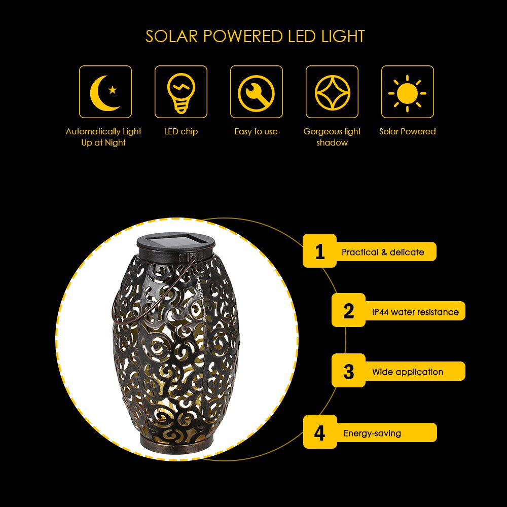 Tomshine Outdoor Hanging Lamp Solar Power Energy LED Lantern Light IP44 Water Resistance for Patio Garden Courtyard Pathway