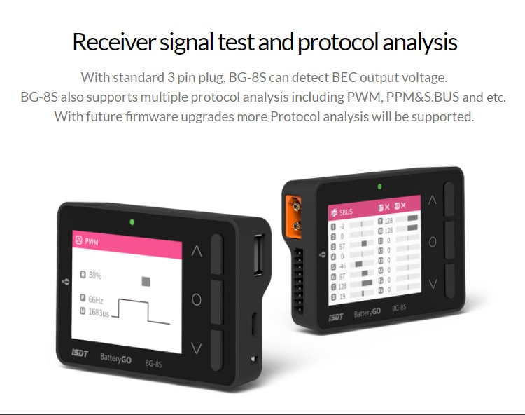 ISDT BattGo BG-8S スマートバッテリーチェッカーバランサ受信機信号テスター急速充電機能