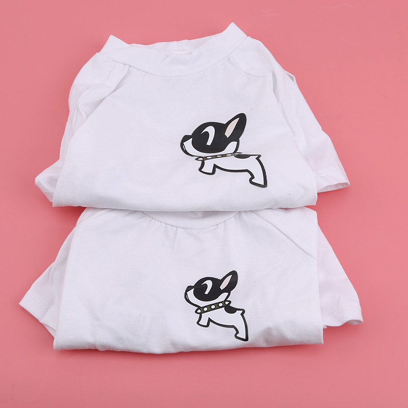 Kæledyrstøj hunde katte tøj sommer forår åndbare t-shirts til lille mellemstore hvalp hvid tegneserie print skjorte afslappede veste