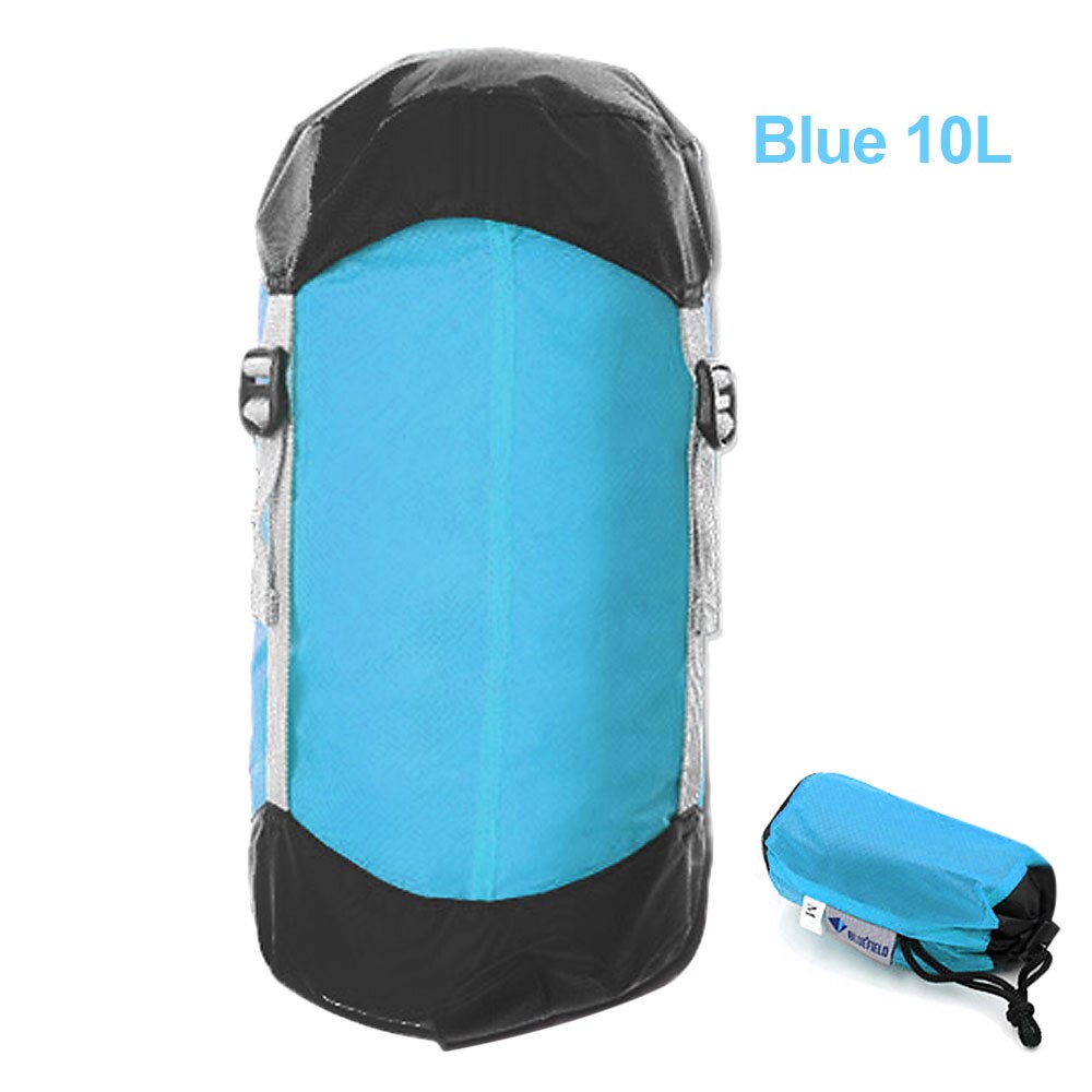 Lixada ultralette kompression ting sæk sovepose kompression sæk løbebånd arrangør 10l/15l/20l til vandring camping: Blå 10l