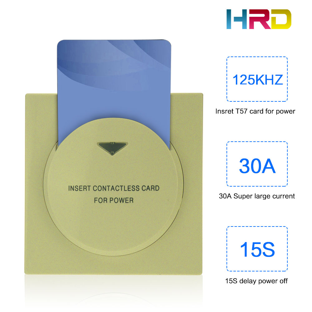 Round Gold Switch T57 125khz Power Switch Insert Hotel Key Card To Take Energy Guest Keycard Holder Wall Reader Promix Rfid