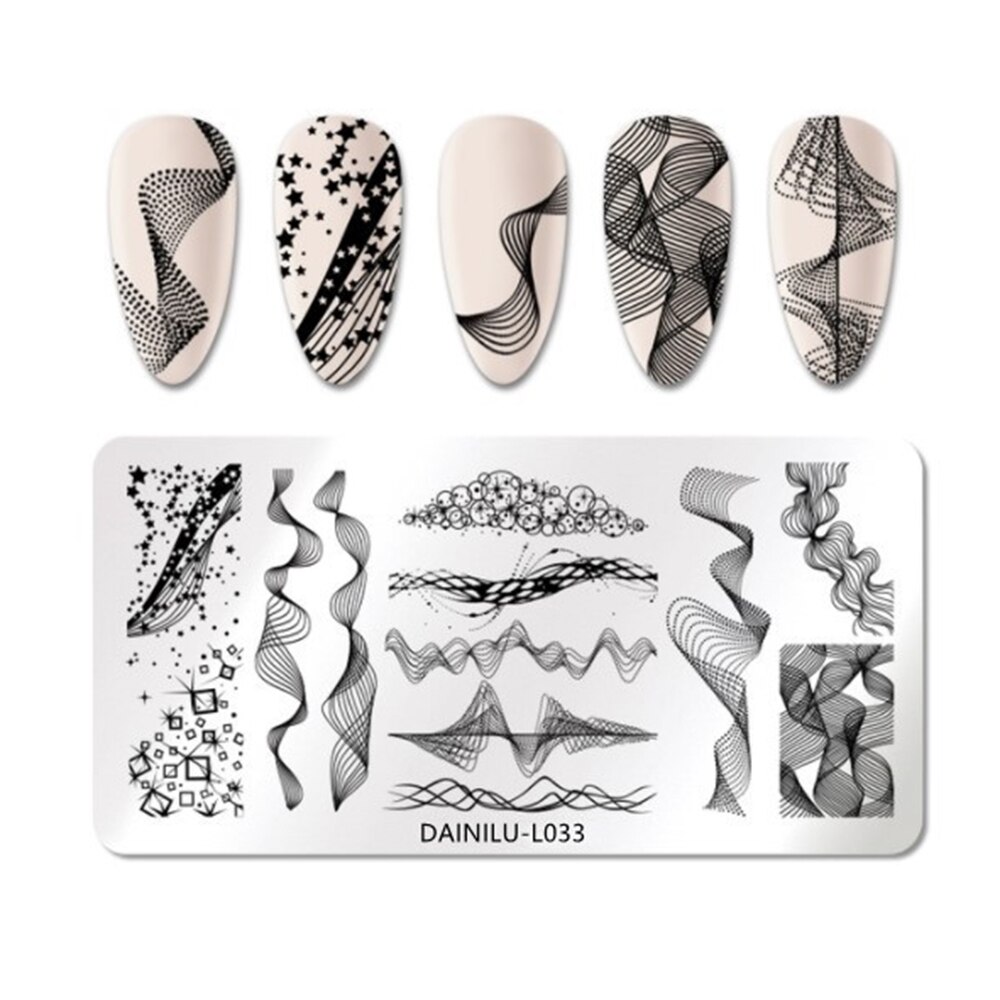 Geometrische Patroon Nagel Stempelen Plaat Nail Art Image Tekening Platen Stamper Schilderen Tool Rvs Dieren Foto &#39;S: 3