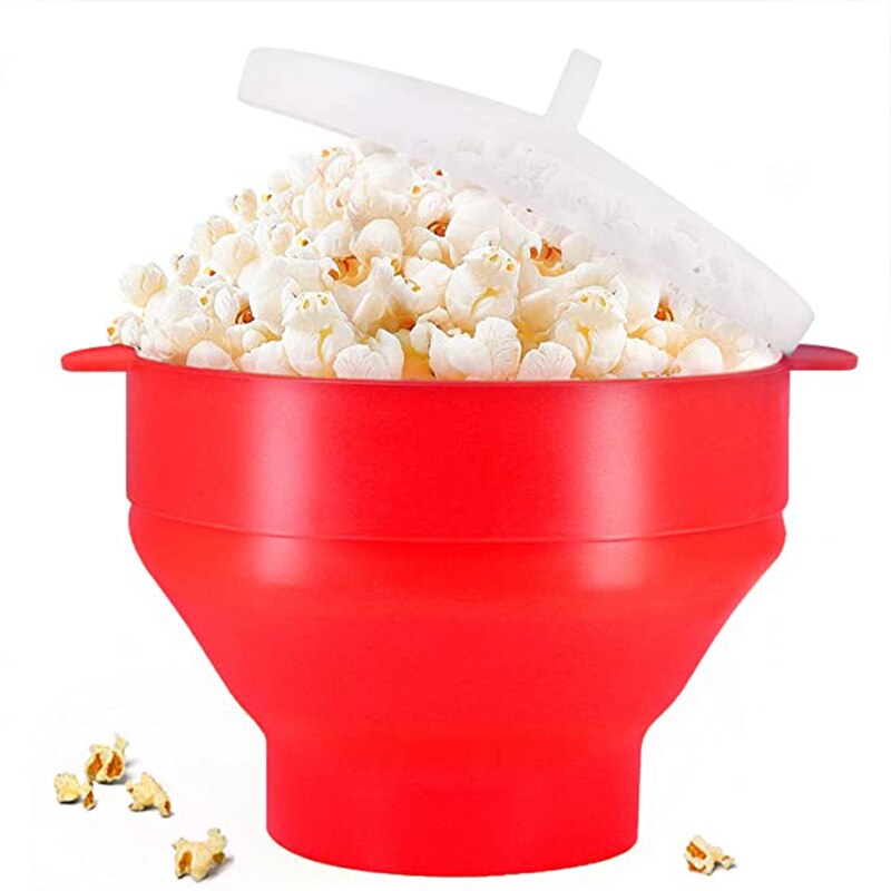 Microwave Silicone Popcorn Maker Food Grade Foldable Kitchen Easy Tools DIY Make Popcorn Bucket Bowl with Lid Bowls