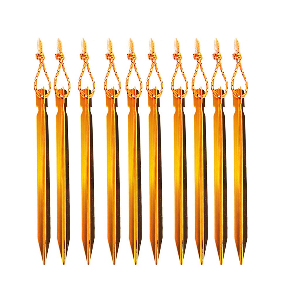 5 stücke Heringe 18cm Aluminium Zelt Stake mit Seil Im Freien Zelt Nagel Peg Camping Wandern Ausrüstung Reisen Zelt zubehör: 10pcs Gold