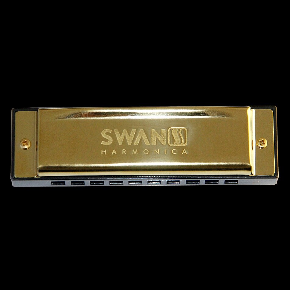 SWAN Bruce harmonica 2D tone 10 Gat 2D tone koper riet plaat & cover plaat gouden vierkante harmonica (plastic doos)