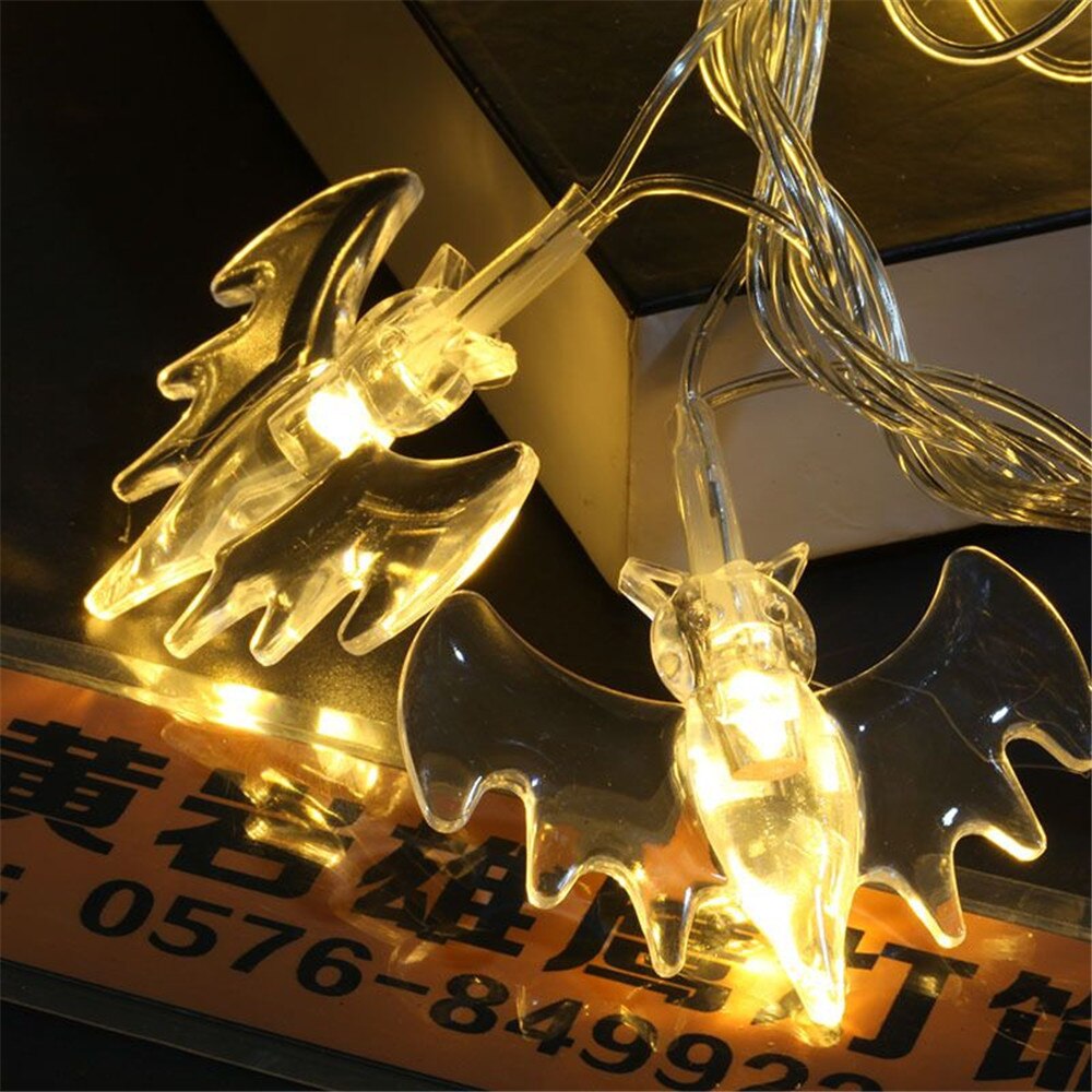 Solar Powered 20/30/50 LED Bat String Lights DIY Hanging Horror Halloween Decoration Lights for Outdoor Halloween Party Xmas