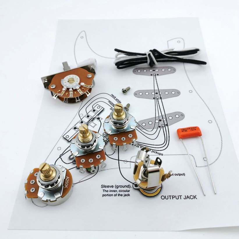 Wilkinson Wvs 60's Alnico5 Sss Single Coil Gitaar Pickups Met Alpha 250K Koperen As Bedrading Kit Voor-Stra /1 Set: Wiring