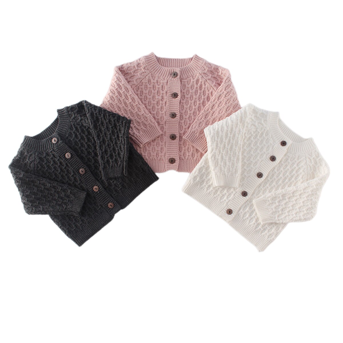 Vêtement quotidien bébé couleur unie motif diamant manches longues pull Cardigan pour enfant en bas âge, fille, garçon, 0-2 ans