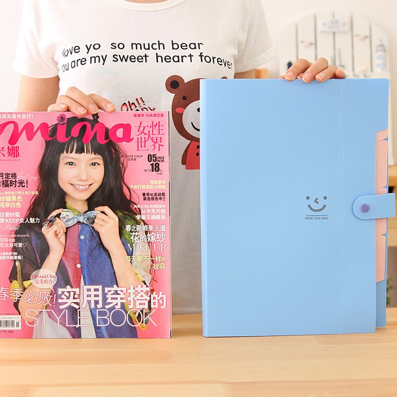 Simpatici documenti di prova per cartelle di file di sorriso A4 cartoleria per studenti multistrato di grande capacità