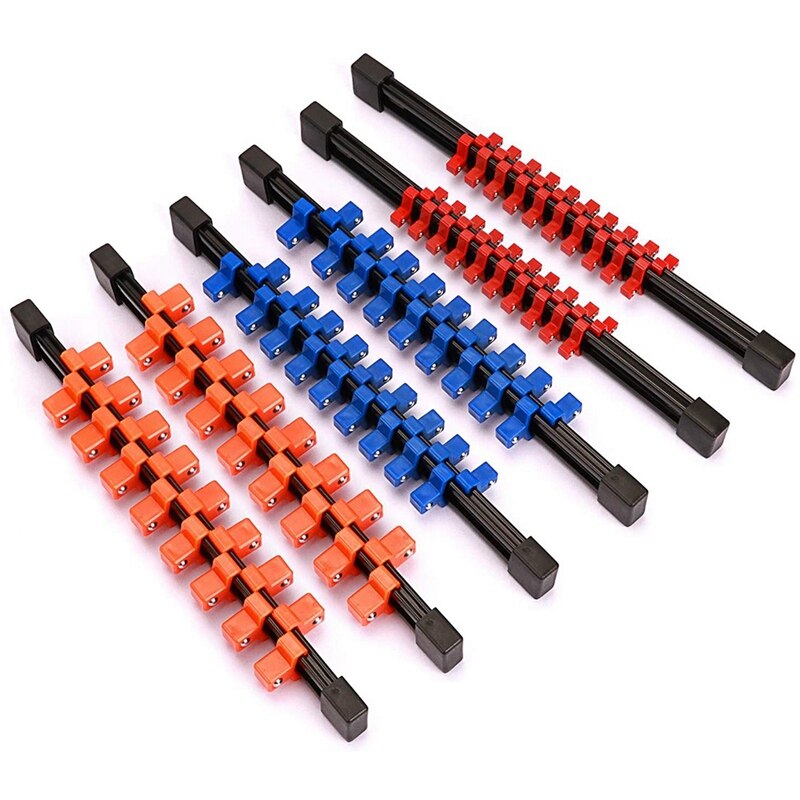 6Pcs Double Sided Socket Organizer, Mountable Sliding Tray Rack Tool Rail Holder,Double Side Socket Rails: Default Title