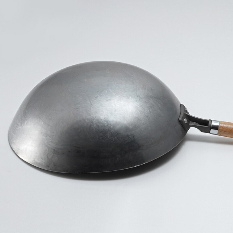 34cm Heavy Iron Wok Traditional Hand-forged Cast Iron Wok Non-stick Pan Non-coating Gas Cooker Kitchen Cookware