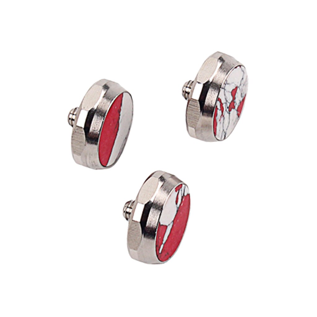 3x Trompet Repareren Deel Knoppen Prachtige Accessoires Rood/Witte Steen