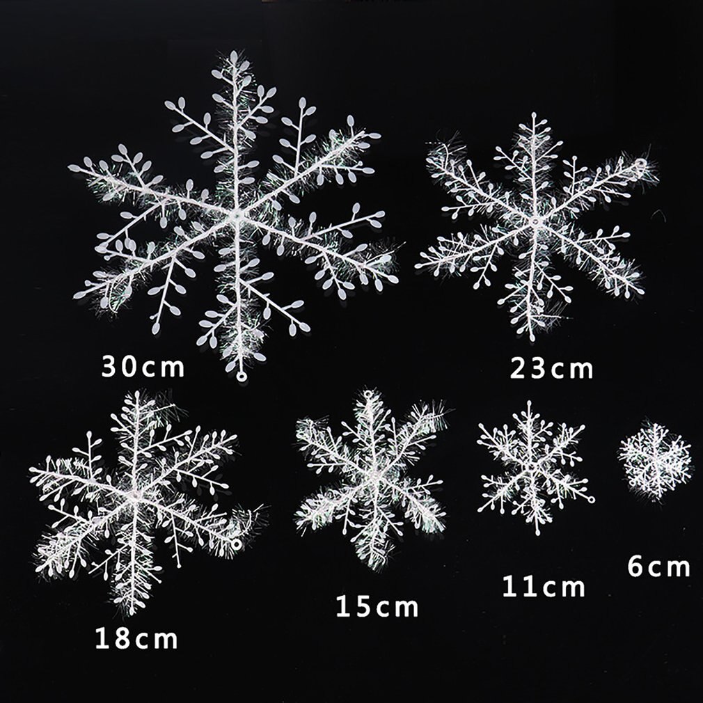 2/3/6 Pcs Kerst Sneeuwvlokken Jaar Xmastree Decoraties Nep Sneeuwvlokken Snaren Kerstballen Venster Kerst Ornamenten Diy