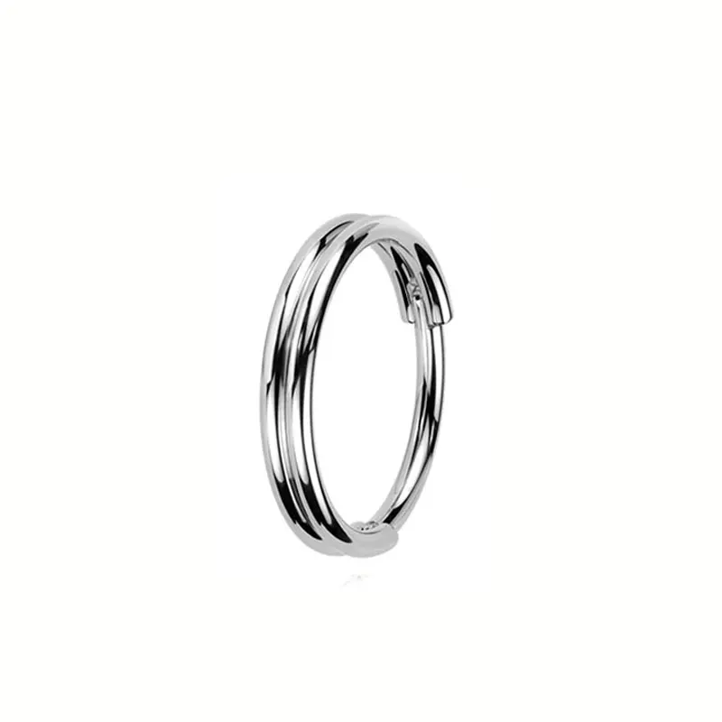 ASTM F136 Titanium 16G Dubbellaags Zirkoon Neus Clicker Segment Clicker Ring Helix Kraakbeen Neusring Piercing Lichaam sieraden: Black / Licht Geel Goud Kleur