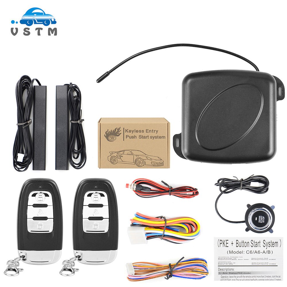Car start stop button Engine system push button keyless entry system 12v car alarm system