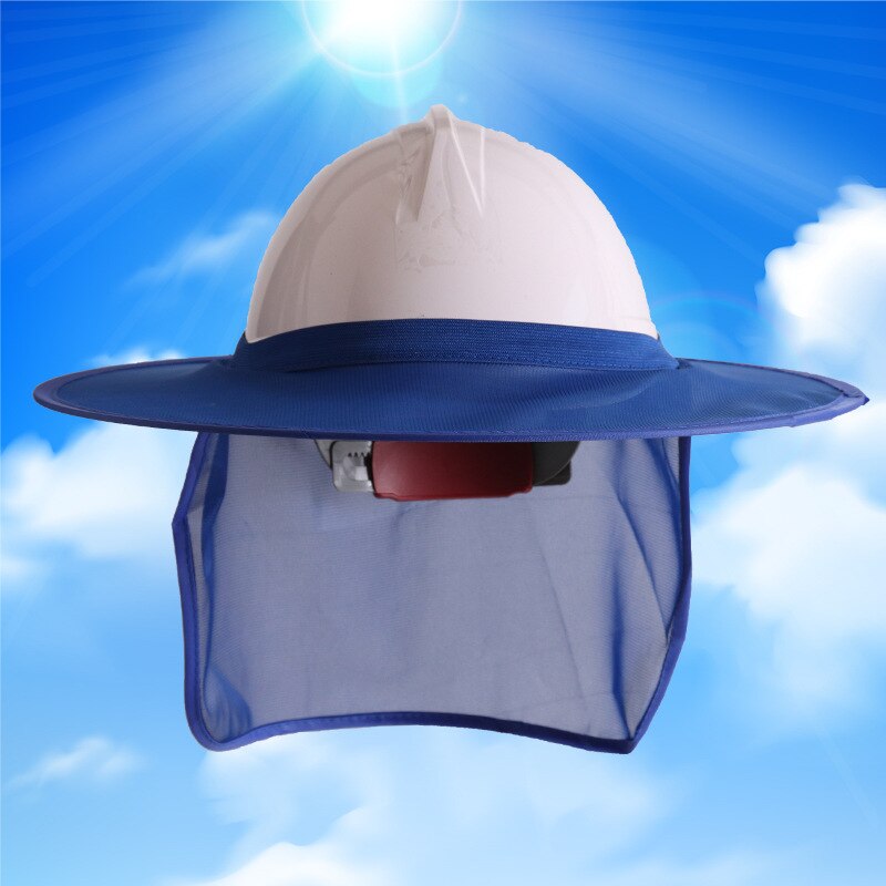 Casque de Protection accessoires ombre Protection solaire travail homme chantier extérieur Occlude Anti-UV noir bord rond respirant sécurité: Bleu