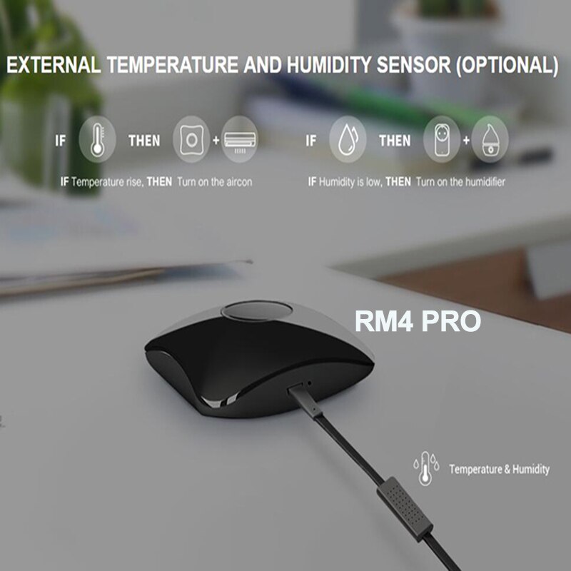 Broadlink RM4 Pro Wifi Ir Rf Smart Home Universele Afstandsbediening HTS2 Temperatuur En Vochtigheid Sensor Werken Met Alexa Google