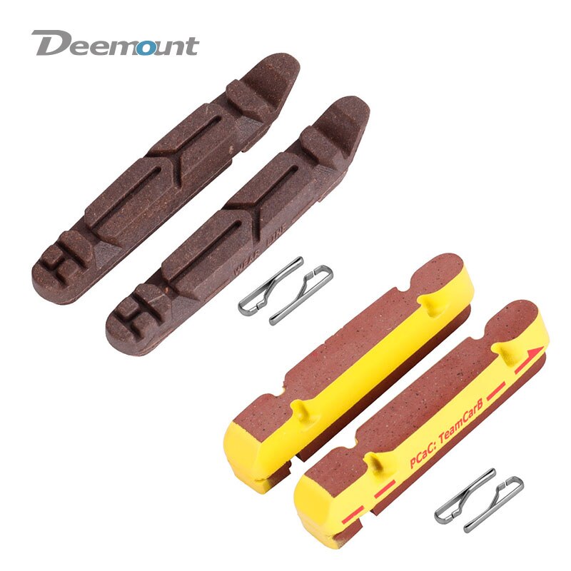 Deemount 1 Pair Carbon Rim Brake Pads Road Bike Caliper Braking Inserts for Carbon Wheel Low Ri Wear Low Noise All Weather Use