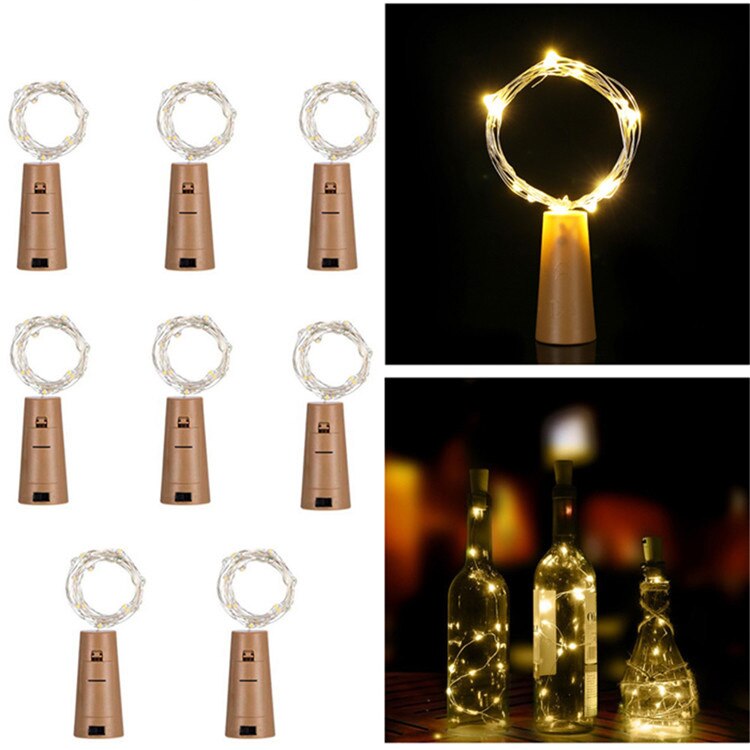 High Quality15 LED Bottle String Lights Toy with Cork for Party Wedding Christmas Halloween Bar Decoration Warm White: 8pcs