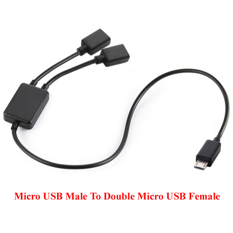 Zwart 0.3M 2-In-1 Hub Splitter Micro Usb/USB-C/Usb 2.0 Man-vrouw toetsenbord Muis Printer Aansluitkabel: Micro USB